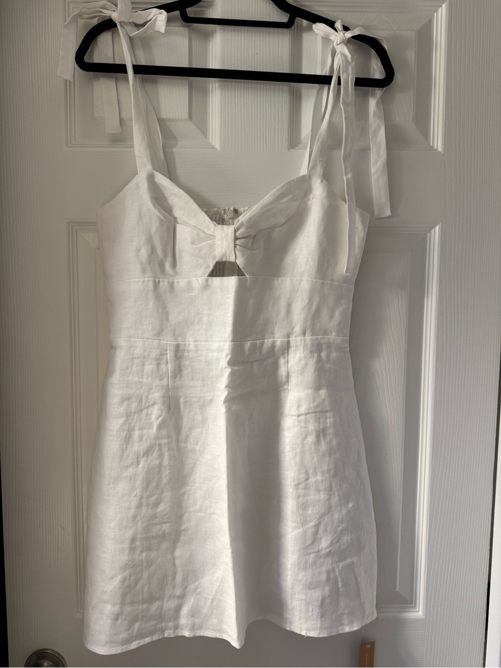 REFORMATION White Tie-Strap Mini Dress